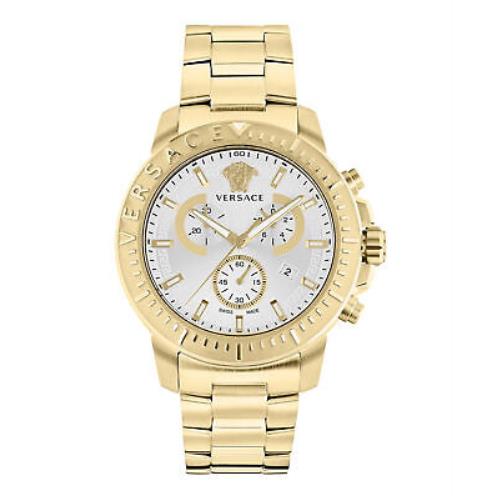 Versace Mens Chrono Gold 45mm Bracelet Fashion Watch