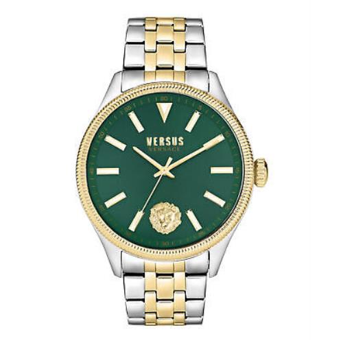 Versace Colonne Bracelet Watch - Green Dial, Silver Band, Green Bezel