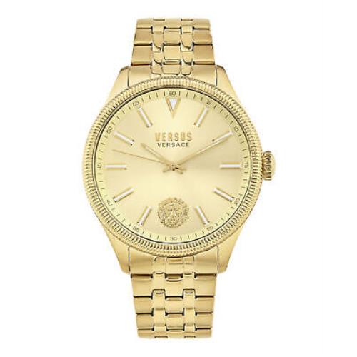 Versus Versace Mens Colonne Gold 45mm Bracelet Fashion Watch - Gold Dial, Gold Band, Gold Bezel