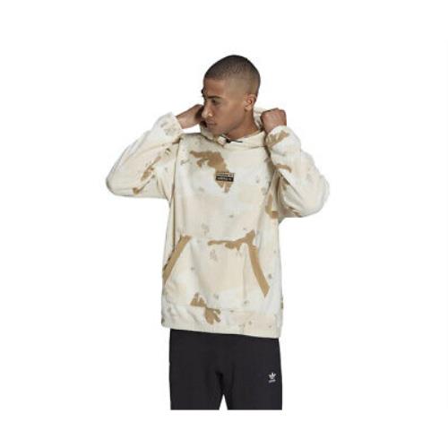 Adidas R.y.v. Camo Fleece Mens Active Hoodies Size M Color: Brown/white/white