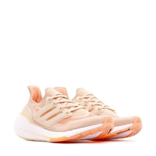 Adidas Ultraboost 21 Shoes Women`s Size 7.5 Peach Pink Running Sneakers S23838