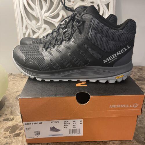 Merrell Nova 2 Mid Black Waterproof Hiking Shoes Boots Mens Sz 10 J035579
