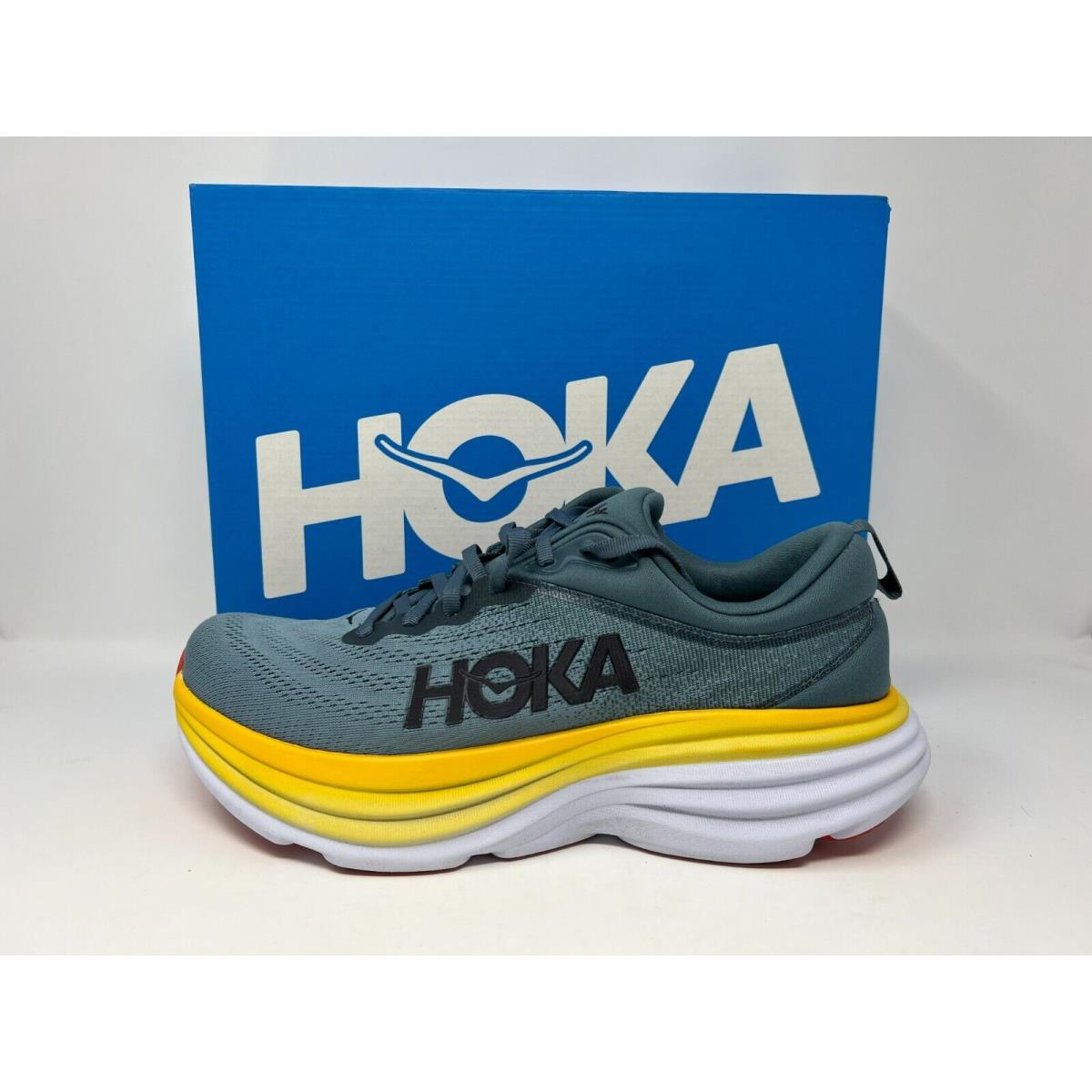 Hoka Bondi 8 Max Cushioned For Men Running Shoes Goblin Blue/mountain Spring