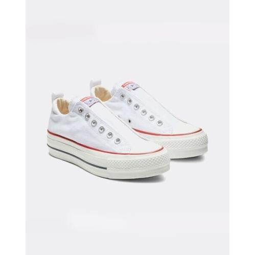 Converse Ctas Womens Size 9.5 Laceless Slip On Shoes 563457F White Platform