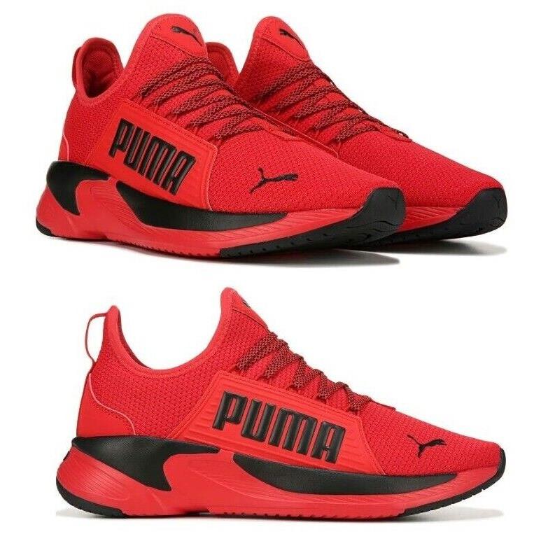 Puma Casual Shoes Athletic Sneakers Slip On Mens Black Red Black All Sizes