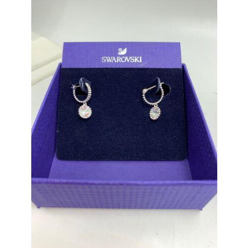 Swarovski Hoop Pierced Earrings Clear Rhodium Plated A11