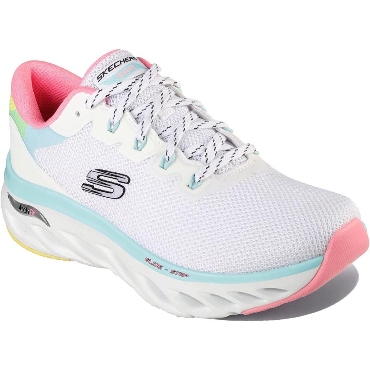 Skechers Womens Arch Fit Highlighter Running Casual Shoes White Sneakers
