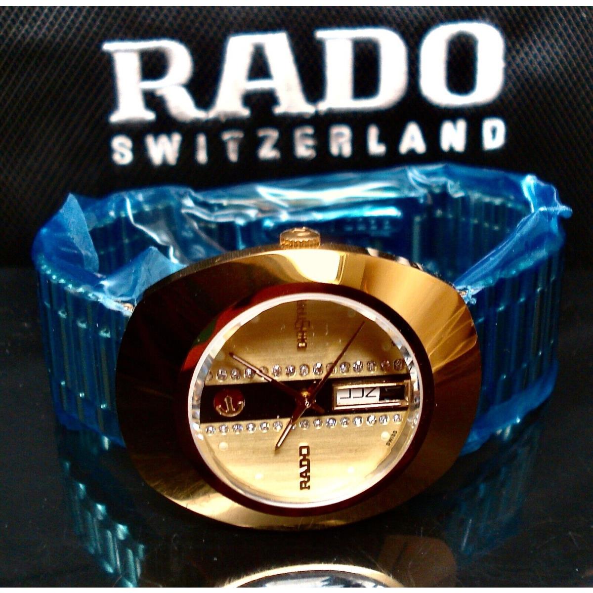 Rado watch Diastar - Black/gold Face, Black/Gold Dial, Gold Band