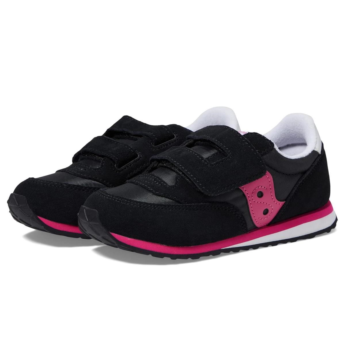 Girl`s Shoes Saucony Kids Originals Jazz Hook Loop Toddler/little Kid - Black/Pink