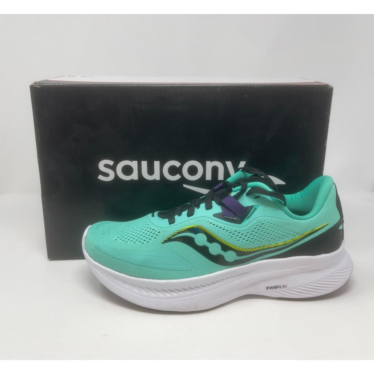 Saucony Women`s Guide 15 Running Shoes in Cool Mint Acid Wide Width
