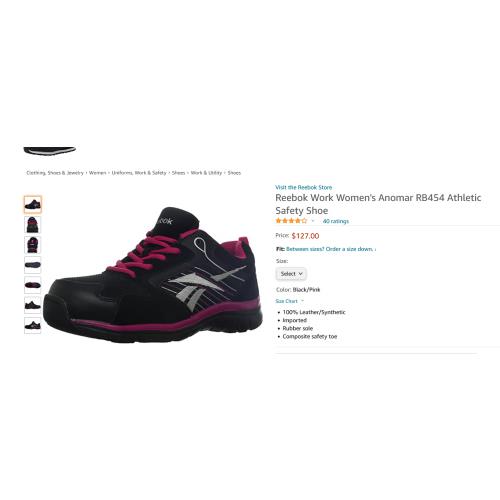 Reebok Work Womens Anomar RB454 Athletic Safety Shoe 