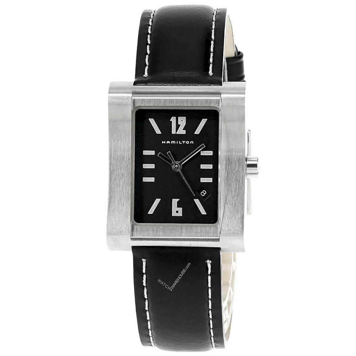 Hamilton Square Black Dial Leather 28 X 34MM Quartz Vintage Watch H000032L