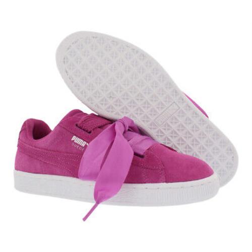 Puma Suede Heart Casual Girl`s Shoes Size 4.5 Color: Rose Violet/puma White
