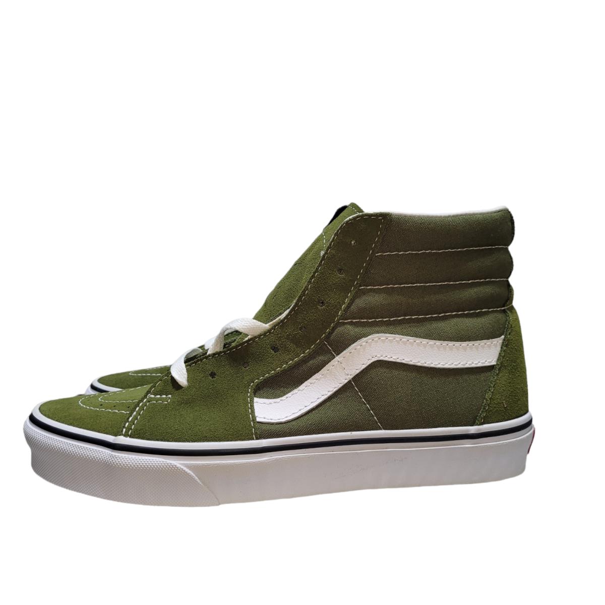 Vans Sk8-Hi Canvas Leather Shoes Green White Lace Up Women 9.5 Men 8