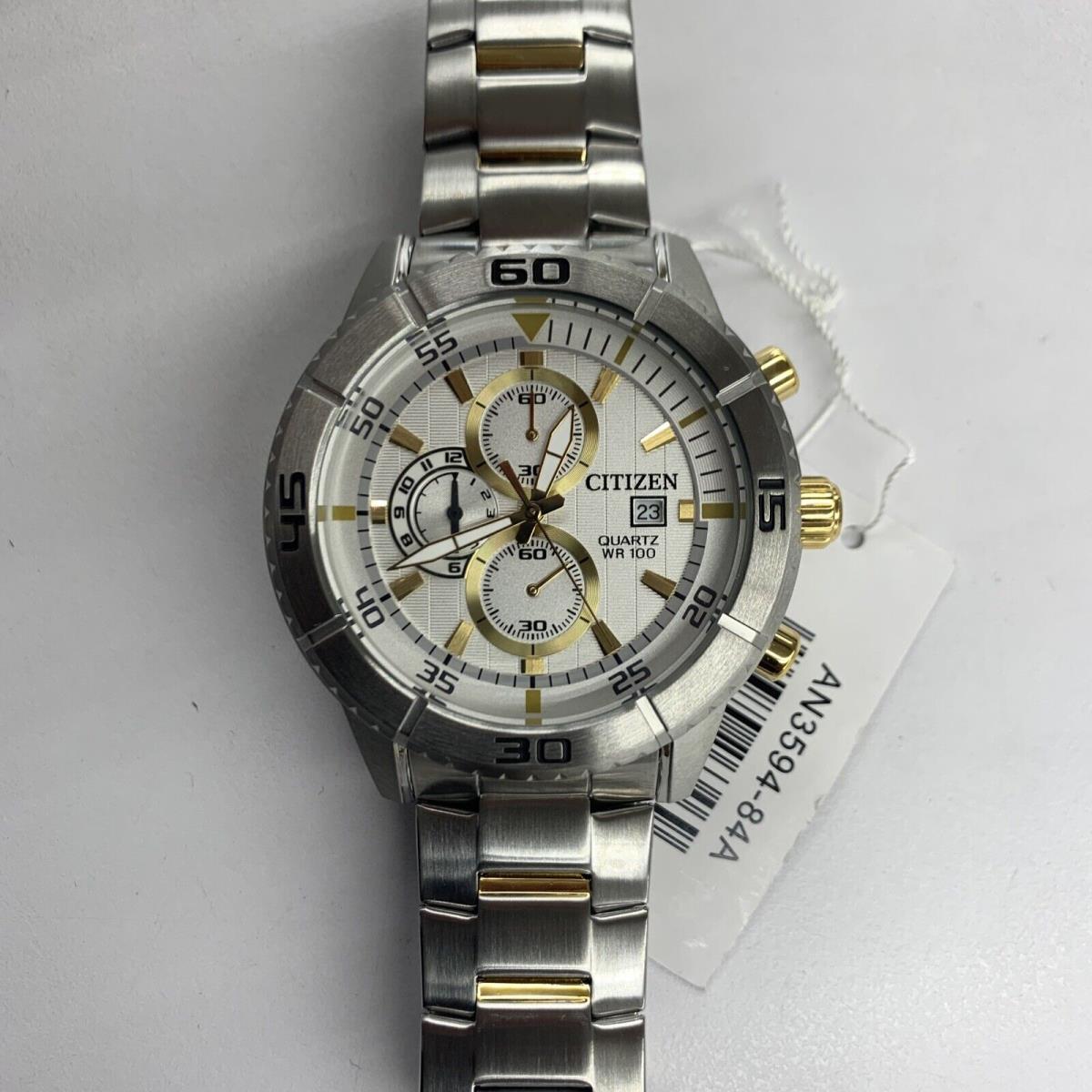 Men s Citizen AN3594-84A Chronograph Ttone Stainless Steel Band Watch