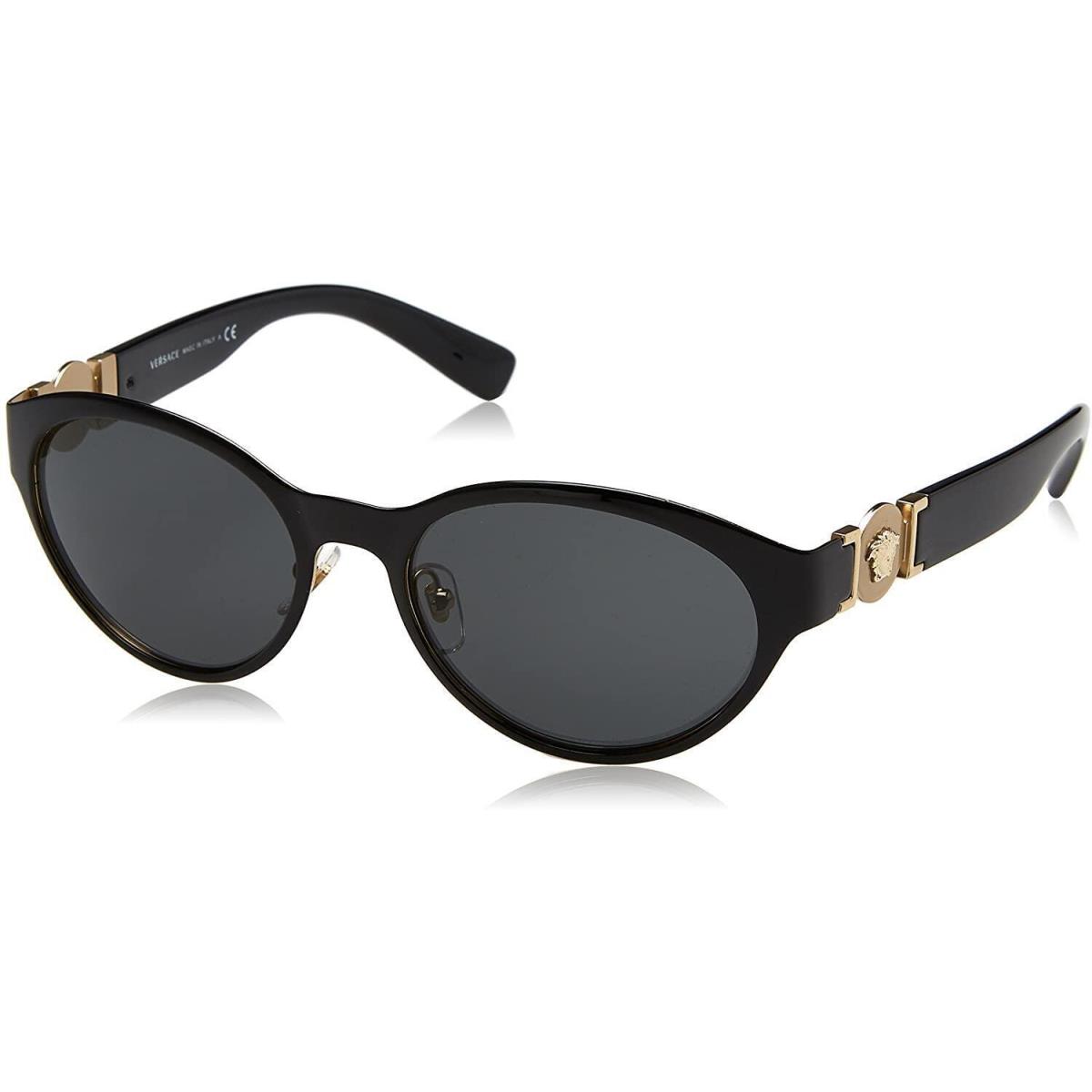 Versace Sunglasses VE2179 1291/87 Black Gold Frame Gray Lens 55MM - Black Pale Gold Frame, Gray Lens