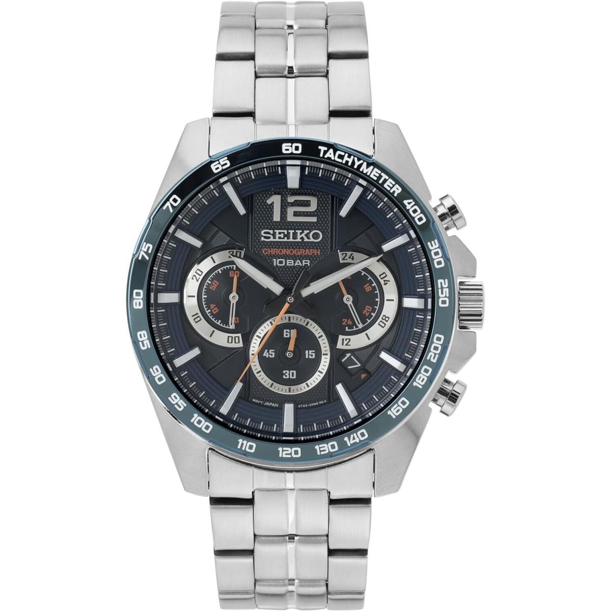 Seiko Essentials Chronograph Quartz Blue Dial Men`s Watch SSB345P1