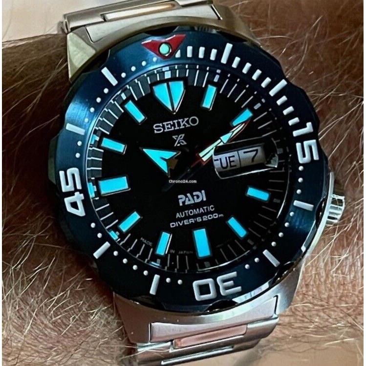 Seiko Prospex Padi Special Edition Men s Watch Silver-SRPE27 Good Luck - Dial: Black, Band: Silver, Bezel: Silver