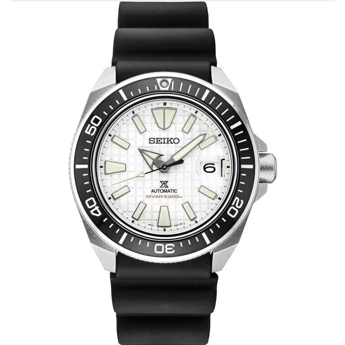 Seiko Prospex Automatic Diver Men`s Watch SRPE37 - Dial: White, Band: Black, Bezel: Black