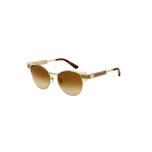 Gucci Sunglasses GG0521S 004 52 Ivory / Gold Frame Brown Gradient Lens