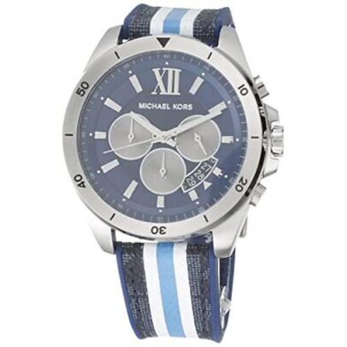 Michael Kors Men`s Brecken Chronograph Blue and White Pvc Watch Model: MK8950