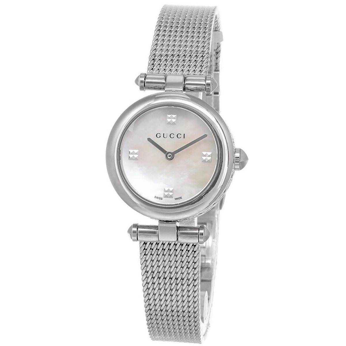 Gucci Diamantissima White Mother of Pearl Dial Women`s Watch YA141504 - Dial: Silver, Band: Silver, Bezel: Silver