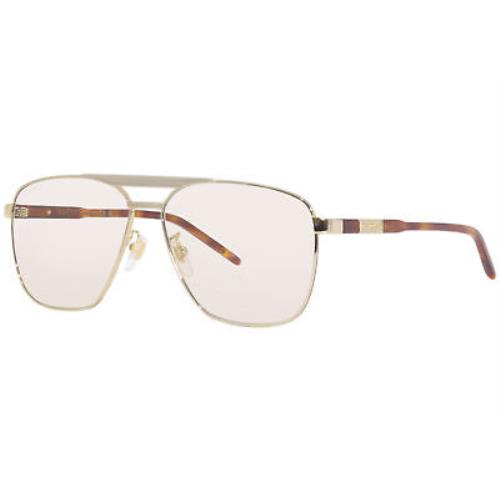 Gucci GG1164S 003 Sunglasses Men`s Gold/havana/yellow Lens Rectangle Shape 58mm