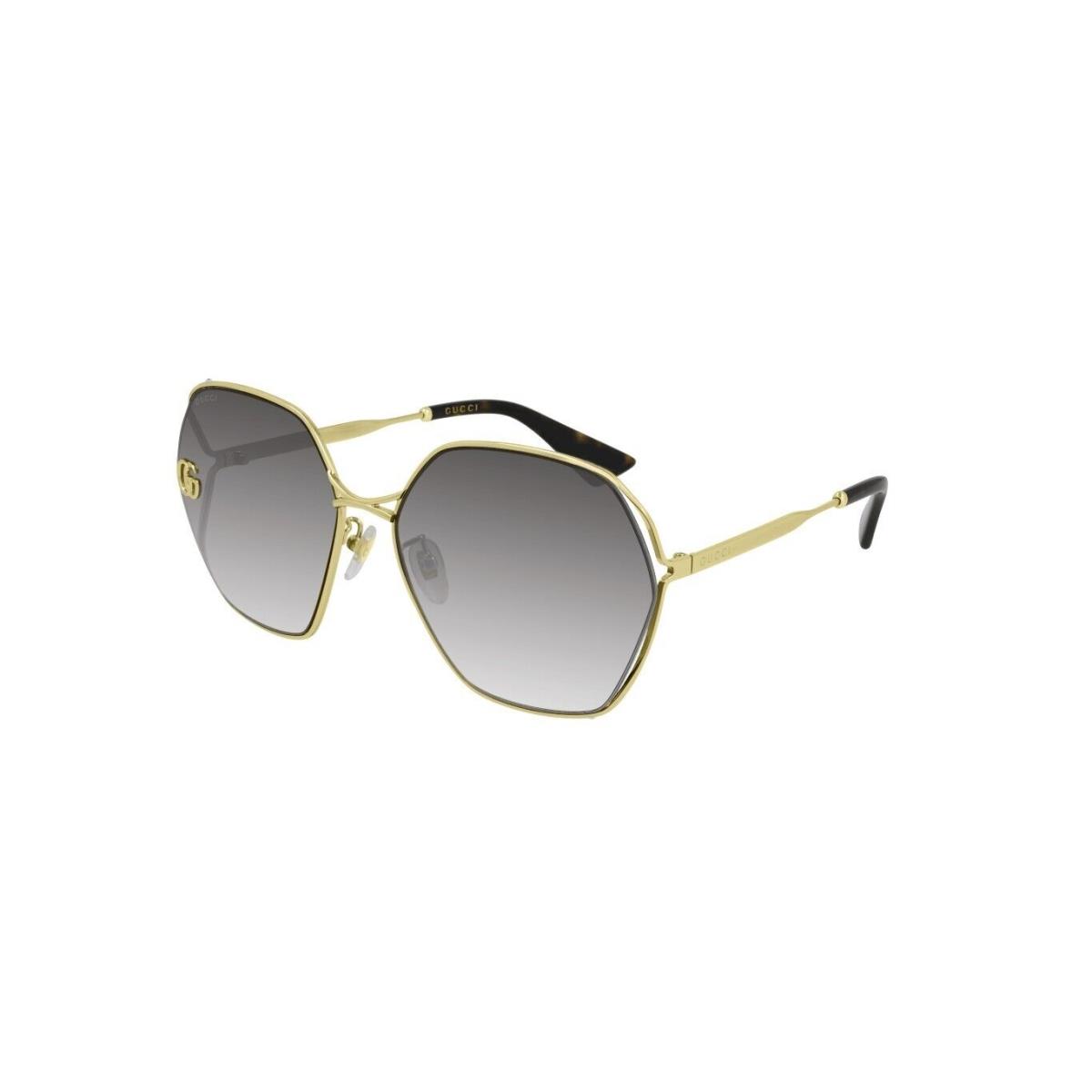 Gucci GG0818SA 005 Gold/gradient Grey Square Women`s Sunglasses - Frame: Gold, Lens: Grey