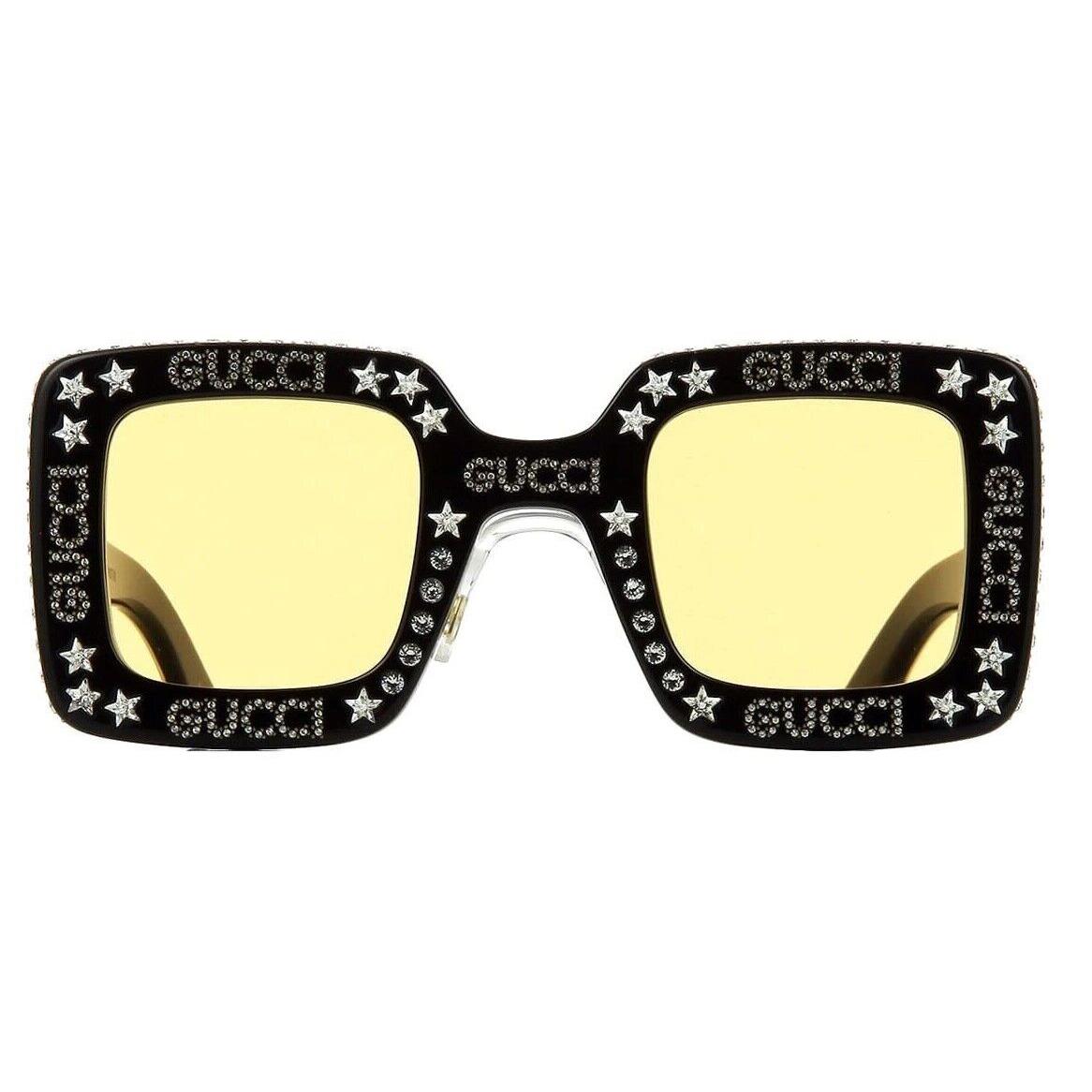 Gucci GG0780S 008 Black/yellow Square Women`s Sunglasses