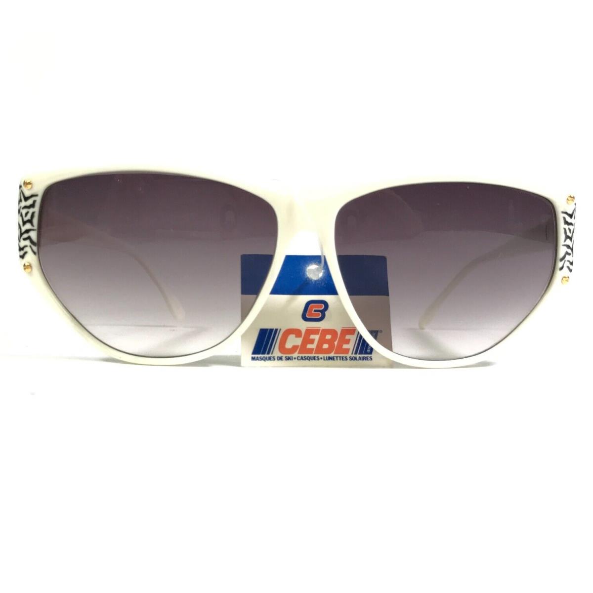 Vintage Cebe Sunglasses Black White Geometric Frames with Purple Gradient Lenses