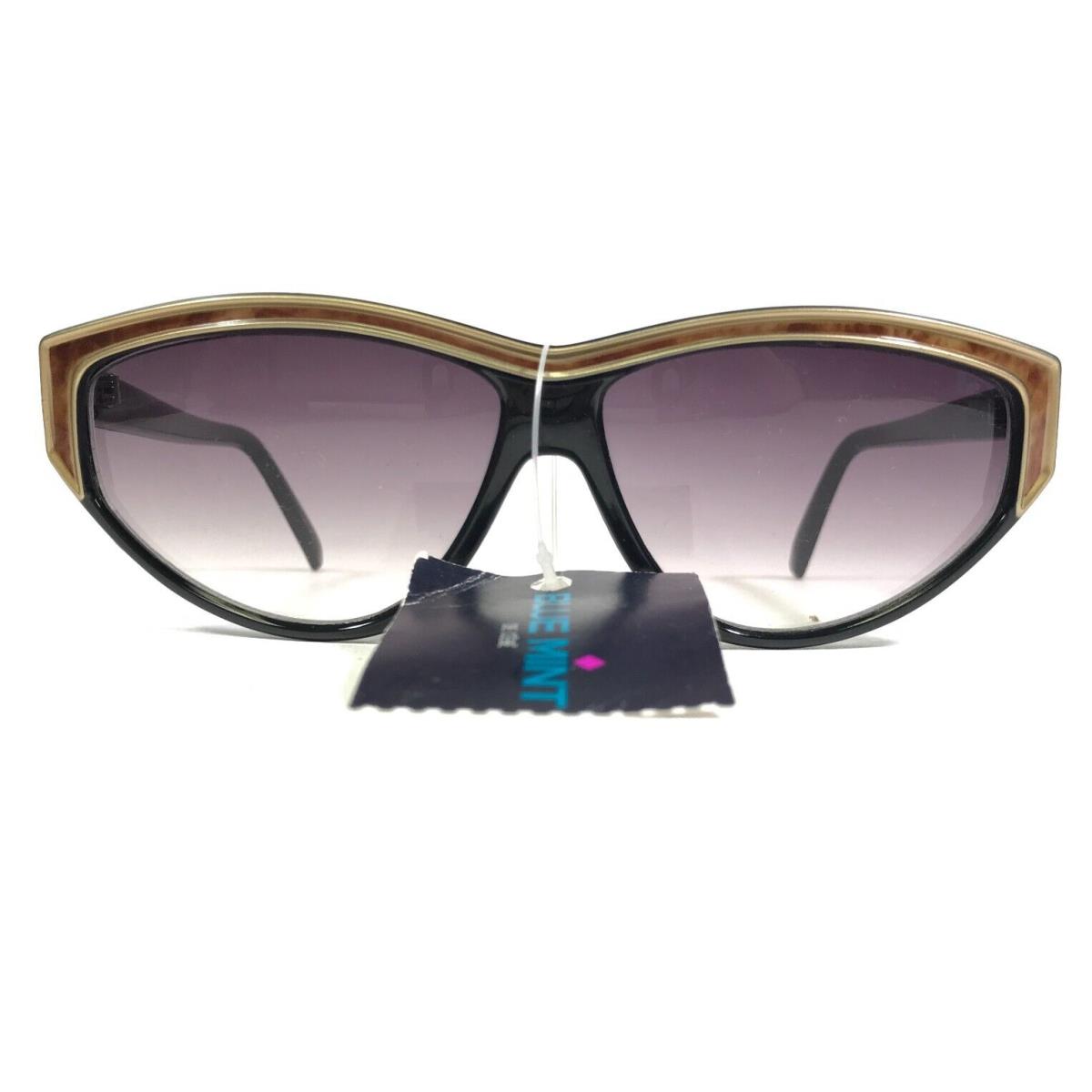 Vintage Cebe Sunglasses Black Gold Geometric Frames with Purple Gradient Lenses