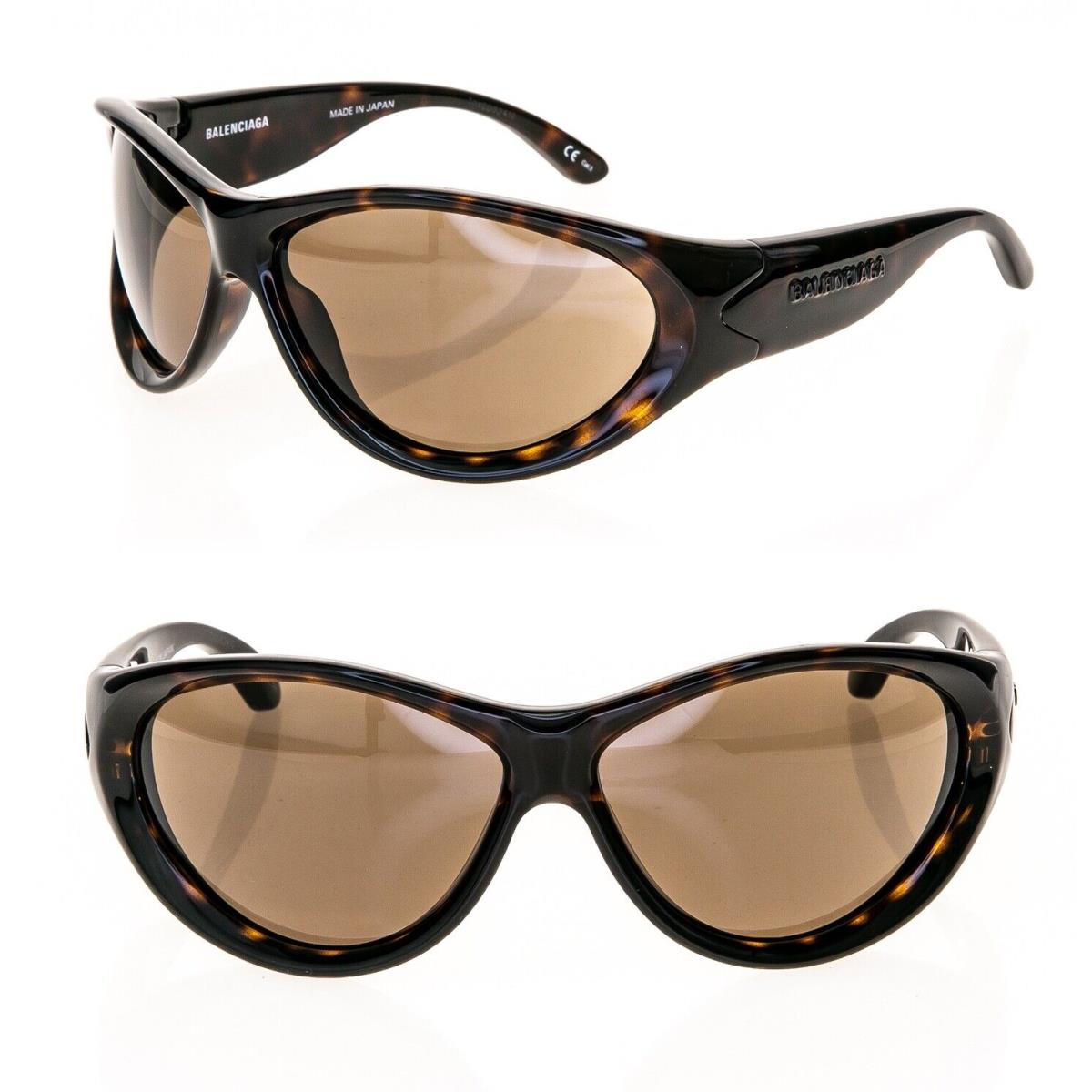 Balenciaga Swift 0158 Brown Havana Cat Exaggerated Mask Sunglass BB0158S 002