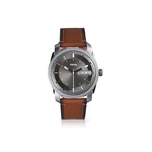 Fossil FS5900 Elegant Machine Three-hand Date Brown Eco Leather Watch - Brown Band