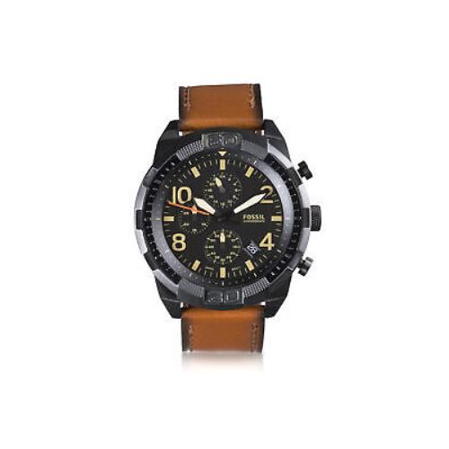 Fossil Bronson FS5714 Elegant Chronograph Luggage Leather Watch