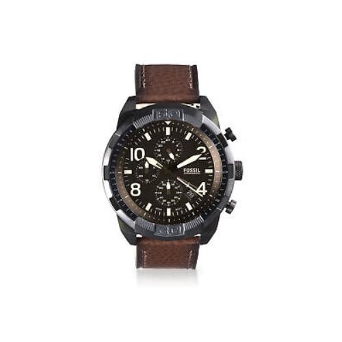 Fossil Bronson FS5875 Elegant Chronograph Dark Brown Eco Leather Watch