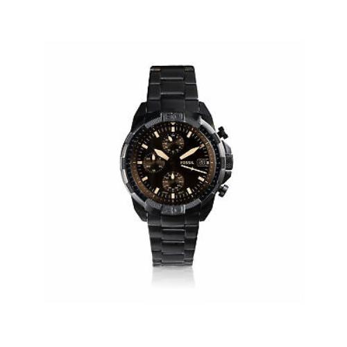 Fossil Bronson FS5851 Elegant Chronograph Black Stainless Steel Watch - Black Band
