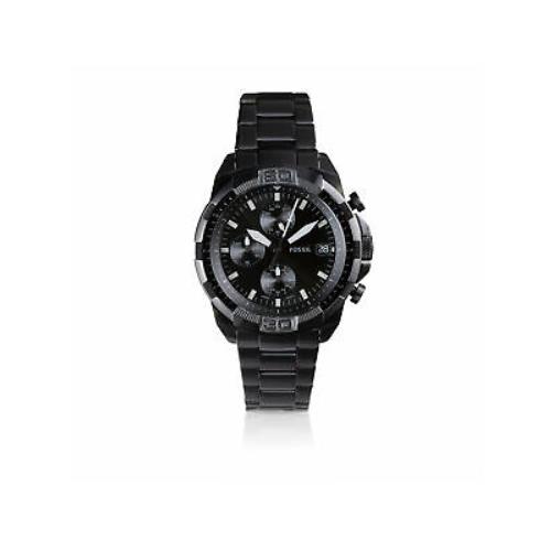 Fossil Bronson FS5853 Elegant Chronograph Black Stainless Steel Watch ...