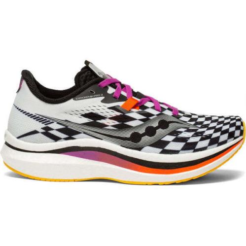 Womens Saucony Endorphin Pro 2 Running Shoes White Black Orange S10687 40 - White