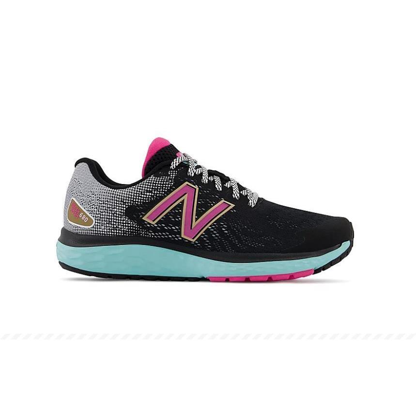 New Balance 680 V7 Fresh Foam Women`s Athletic Running Low Top Training Shoes Black/Magenta/Teal