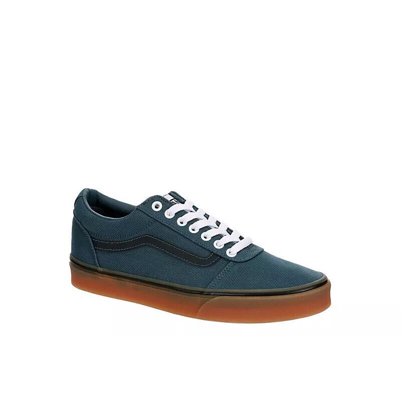 Vans Ward Waffle Low Men`s Canvas Casual Fashion Skate Shoes Sneakers Teal/Brown Bottom