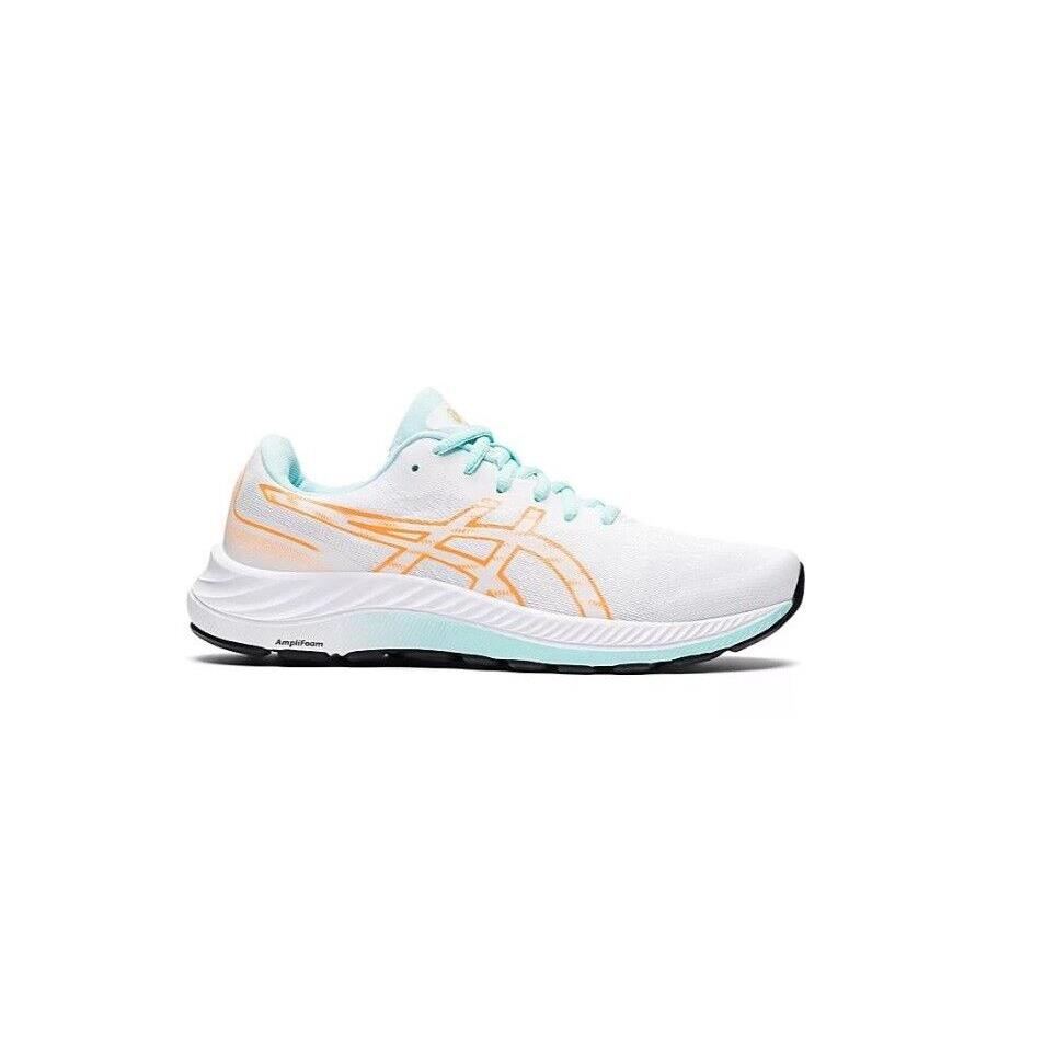 Asics Gel-excite 9 Women`s Athletic Running Gym Low Top Shoes Sneakers 6-11 White/Aqua/Orange