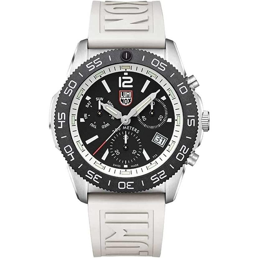 Luminox Pacific Diver Chrono Black Dial White Band Men`s Watch 3141