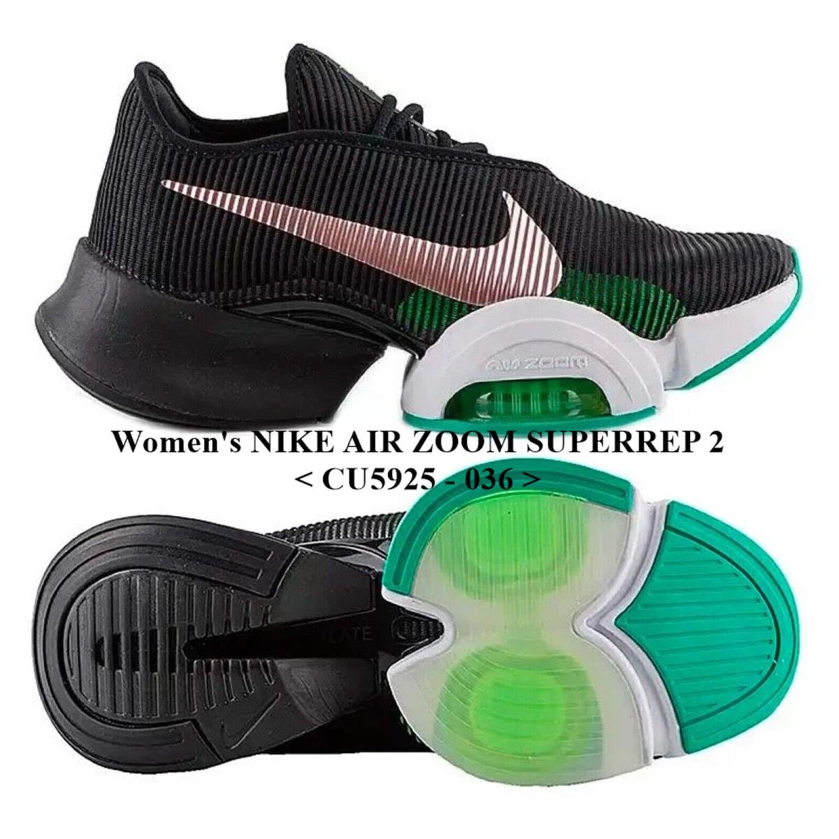 Women`s Nike Air Zoom Superrep 2 CU5925-036 Women Training Shoe New/box NO Lid - BLACK/PINK GLAZE-GREEN STRIKE