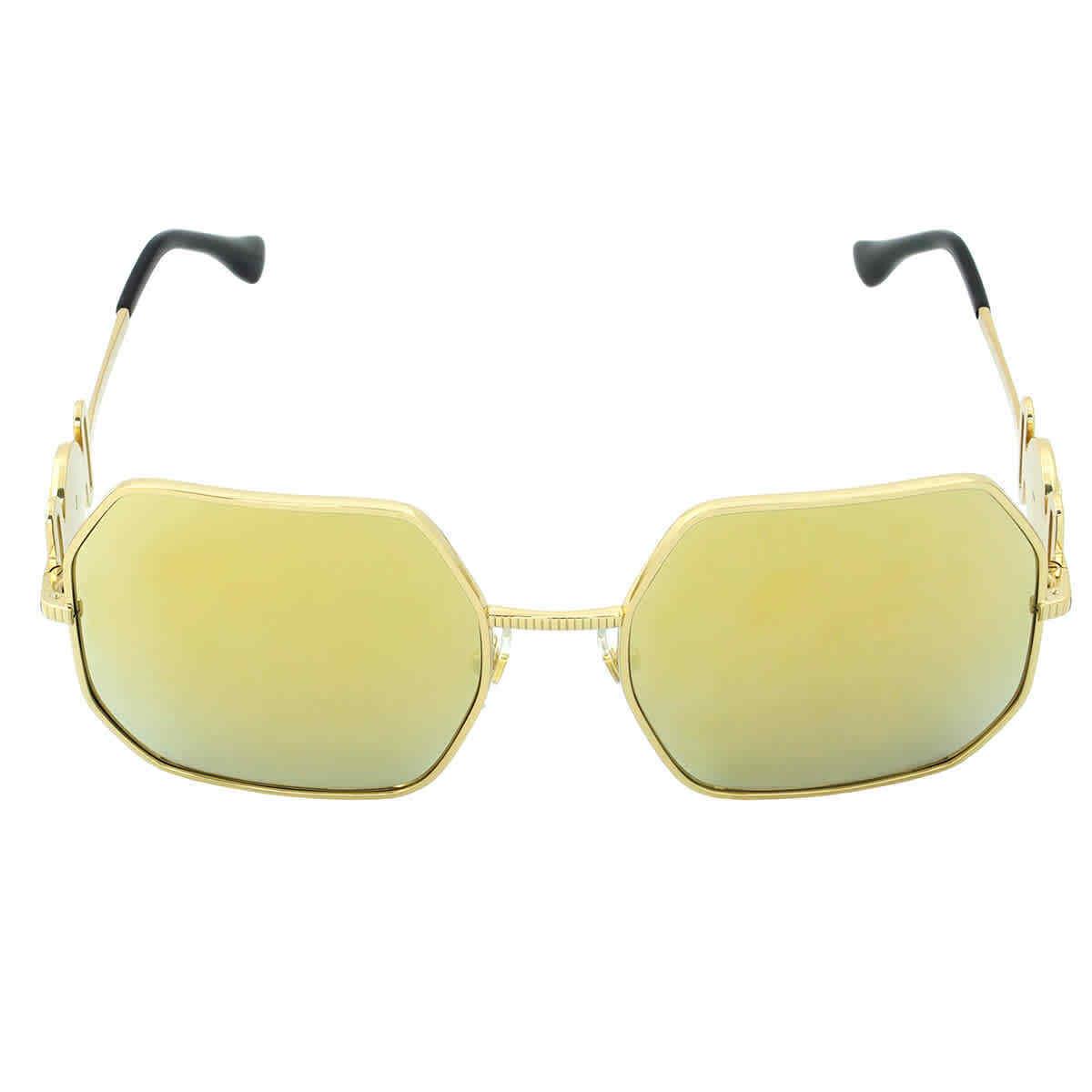 Versace Brown Mirror Gold Irregular Ladies Sunglasses VE2248 10027P 58