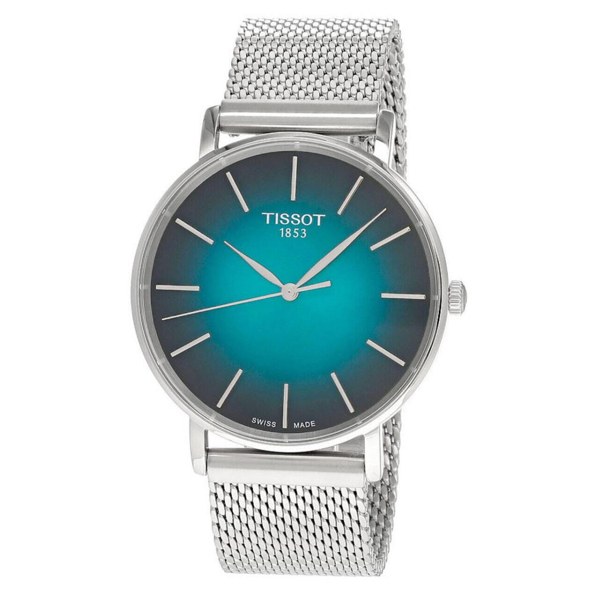 Tissot Everytime 40MM Graded Green-black Dial SS Men`s Watch T143.410.11.091.00 - Dial: Graded Green-Black, Band: Silver, Bezel: Silver