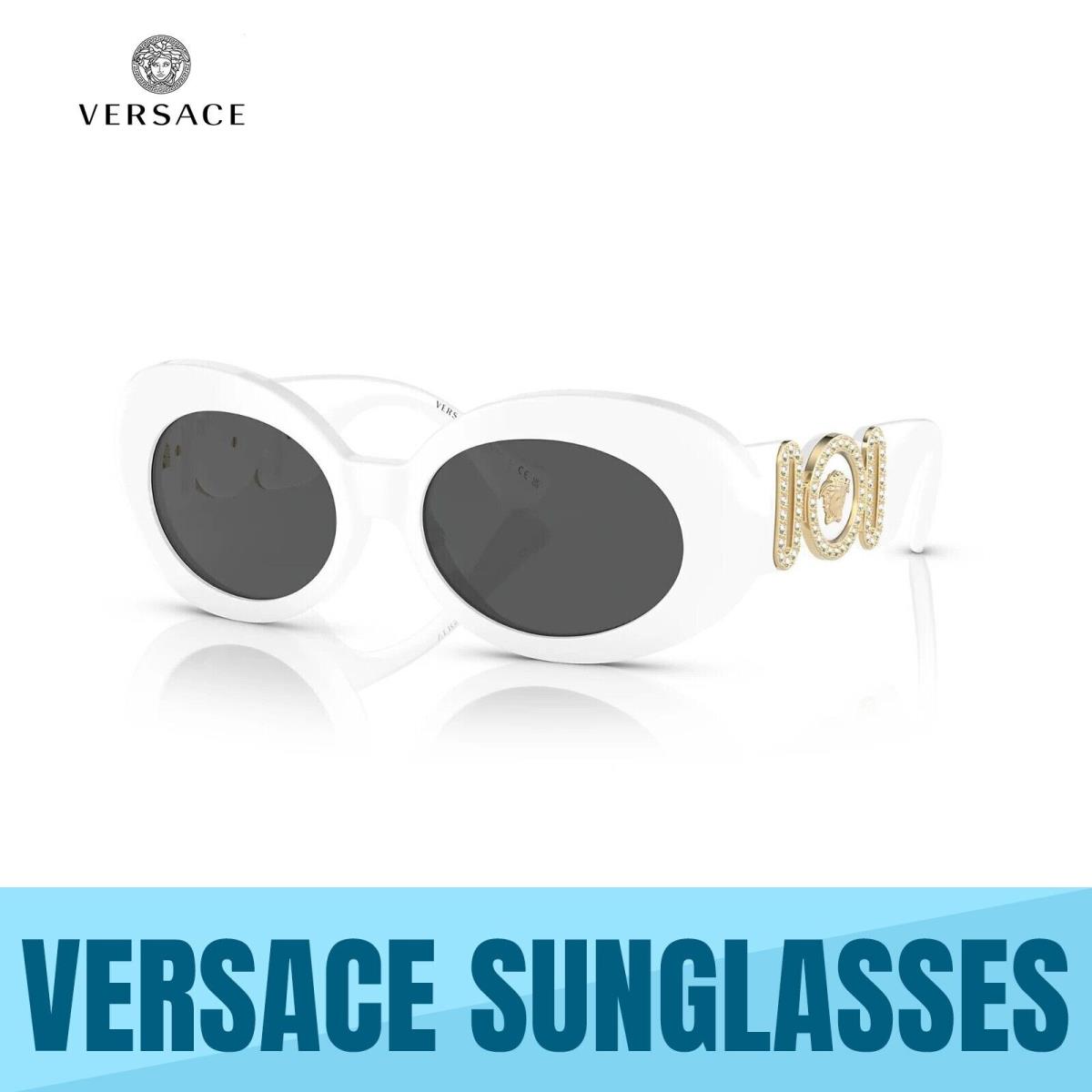 Versace VE4426BU 314/87 White-dark Grey Sunglasses Crystals