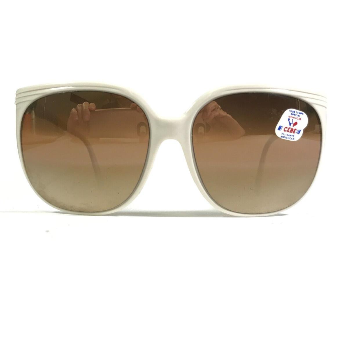 Vintage Cebe Sunglasses White Square Frames with Brown Lenses 57-15-120