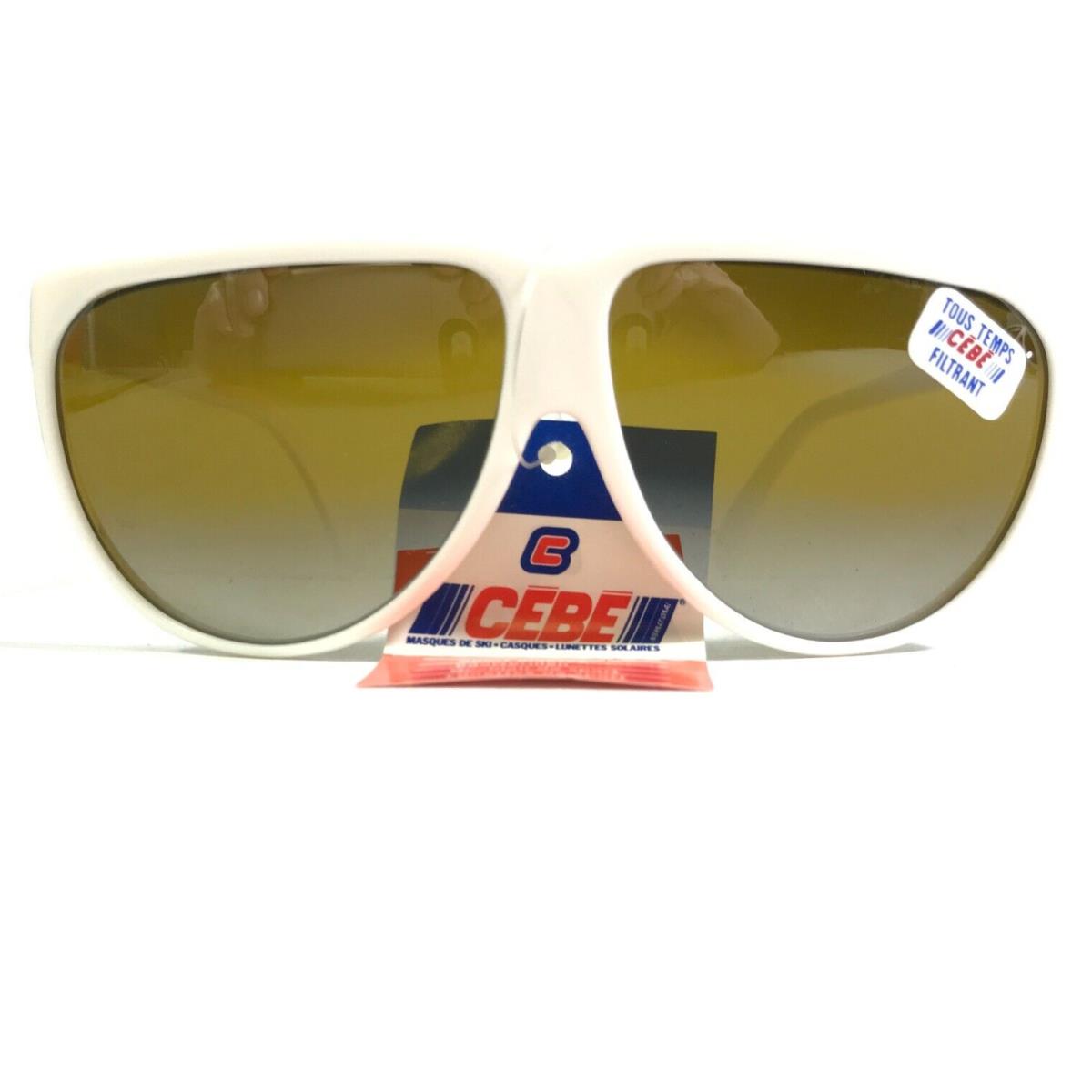 Vintage Cebe Sunglasses White Round Frames with Brown Lenses 58-15-125
