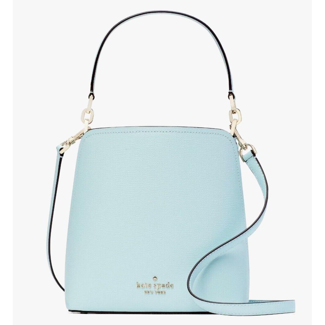 New Kate Spade Darcy Small Bucket Bag Grain Leather Blue Glow - Blue Glow Exterior