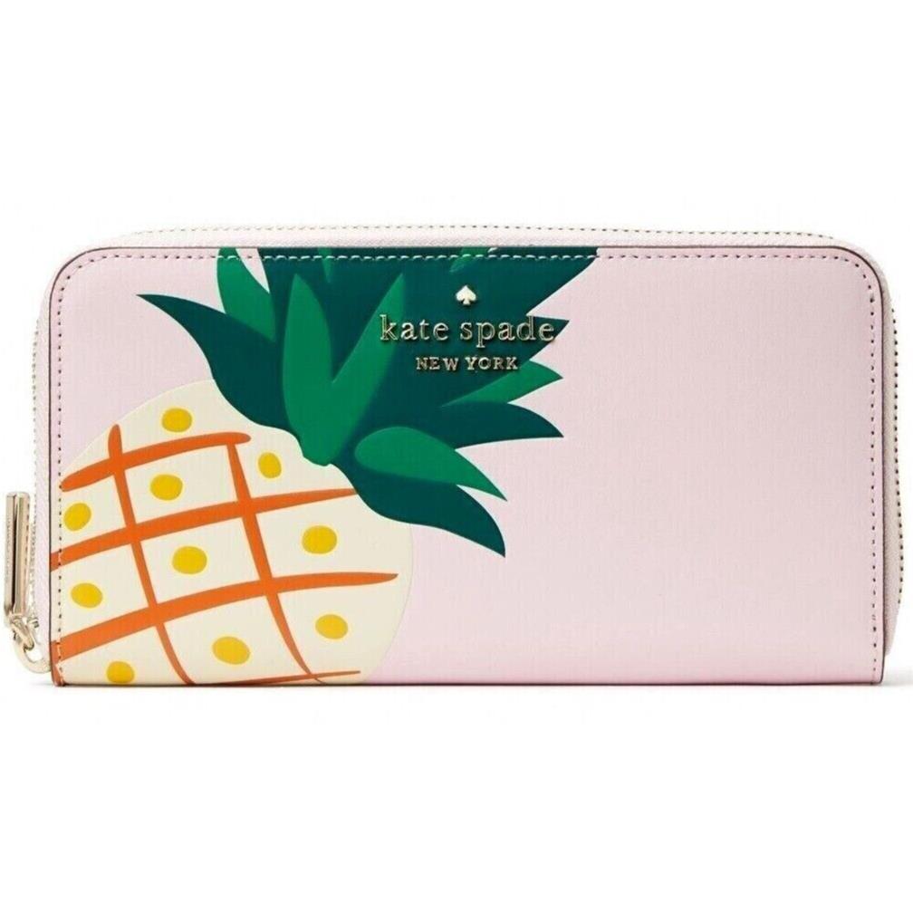 Kate Spade Large Continental Wallet Pink Pineapple Print K7187 Y